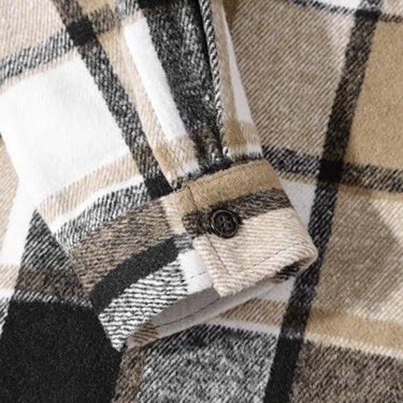 Mens Plaid Shirt,Long Sleeves,Classic Flannel Shirt Button Down Shirt Jacket Top - Picture 7 of 7